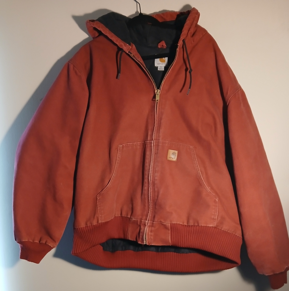 Carhartt Men's Rust Hooded Jacket Size   XL